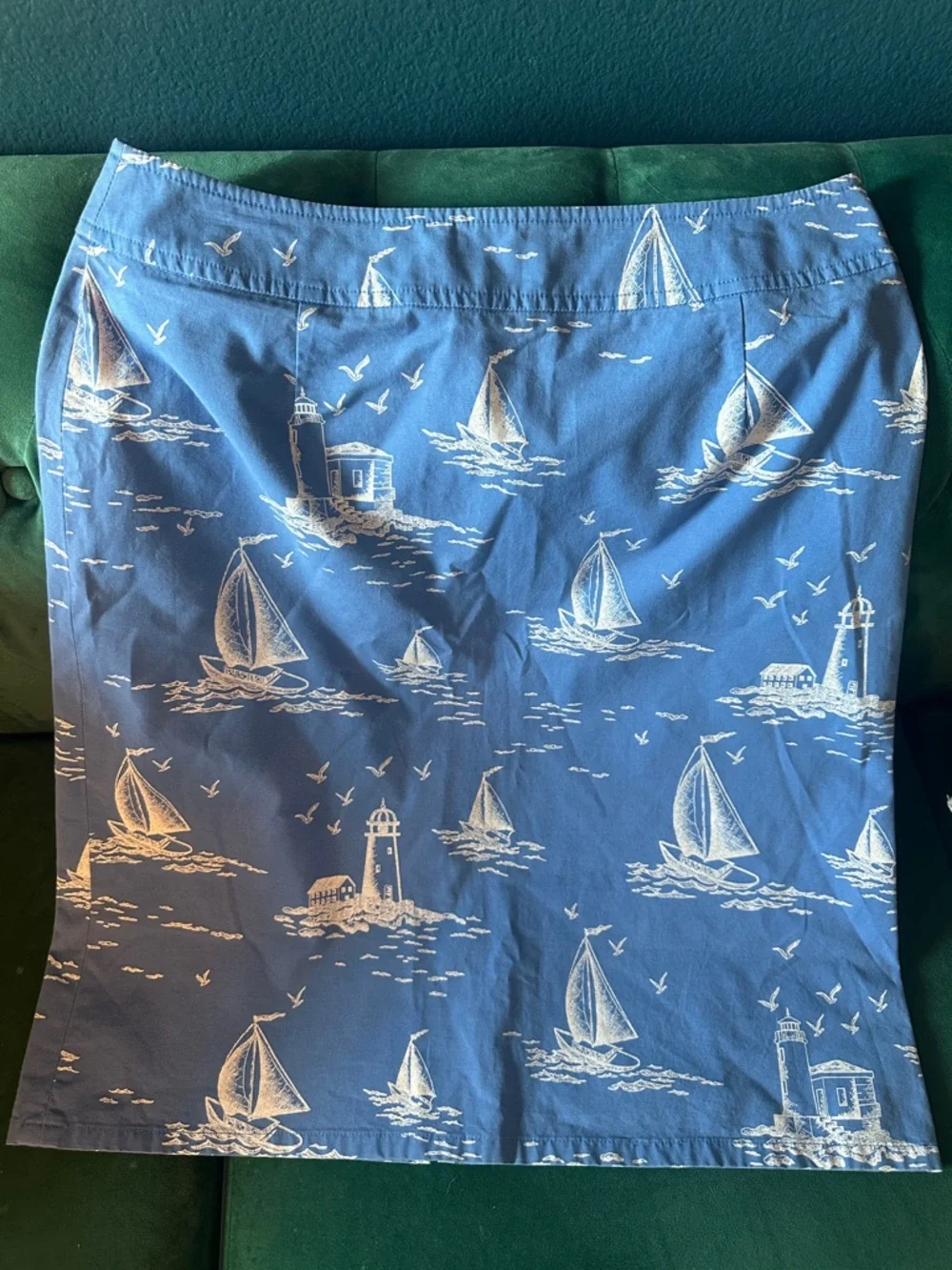 Pendleton Blue Nautical Print Pencil Skirt - Women's - Picture 1 of 3